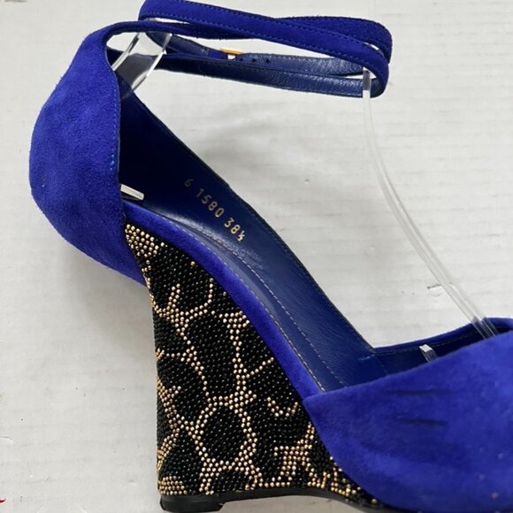 Sergio Rossi cobalt blue studded suede heels size 38.5 / KILO - Picture 2 of 8